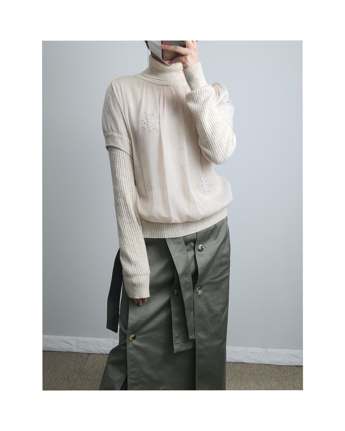 눈꽃 레이어드 니트탑 상품이미지1