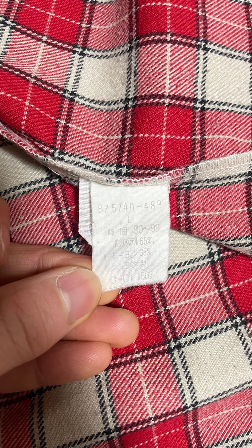 JPN 00s 일본 빈티지 BAZZ 레드 체크 셔츠 L 상품이미지6
