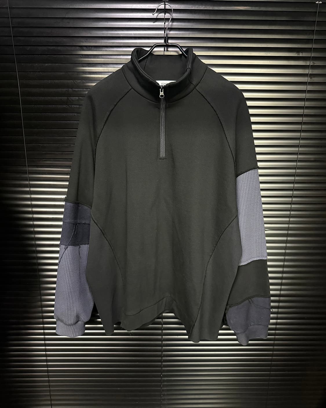 이그노타 스웻 하프 반 집업 와플 패치 워크 오버핏 맨투맨 긴팔 하이넥 상품이미지1