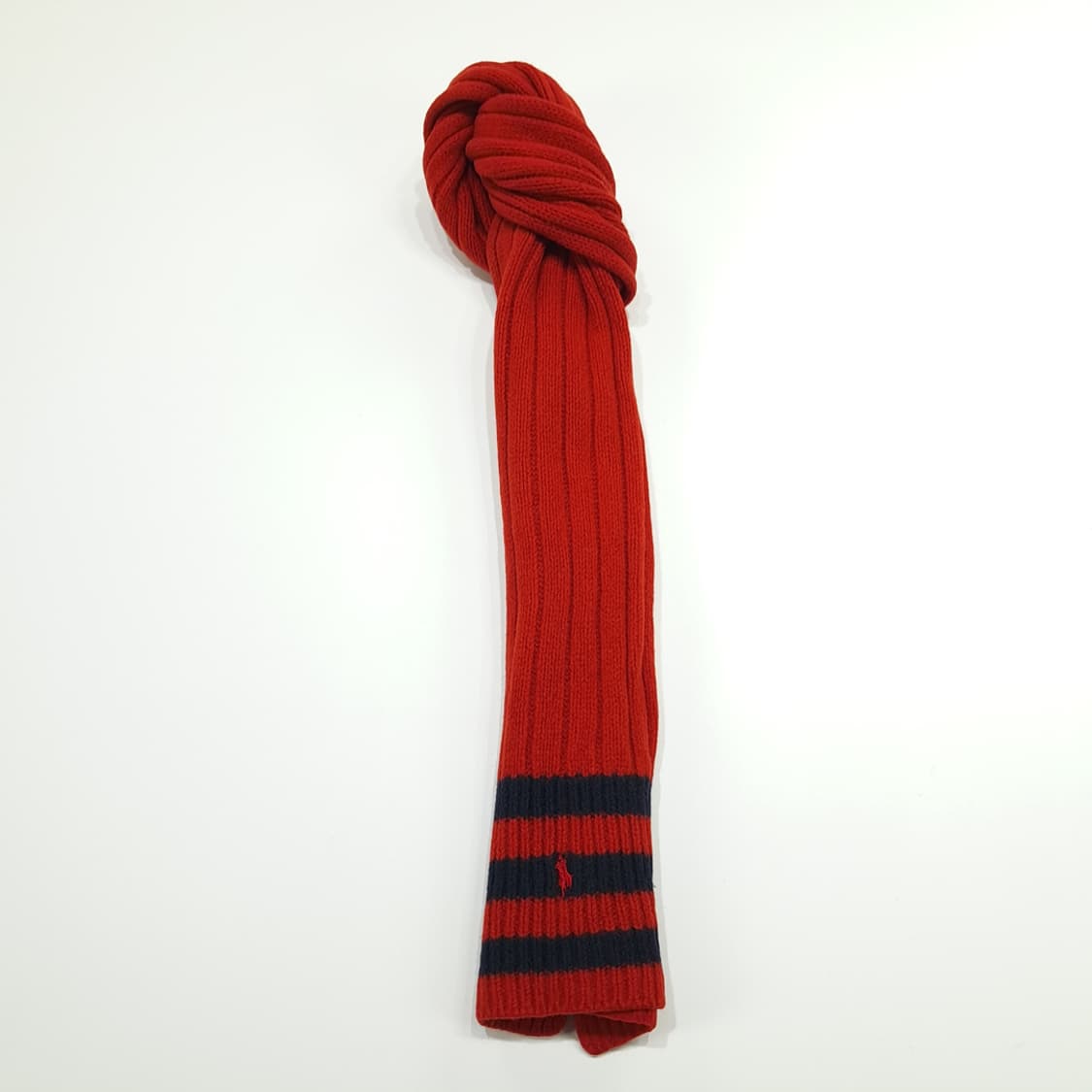 MX303 폴로 랄프로렌 레드 투톤 리브드 램스울 니트 목도리 머플러 상품이미지4