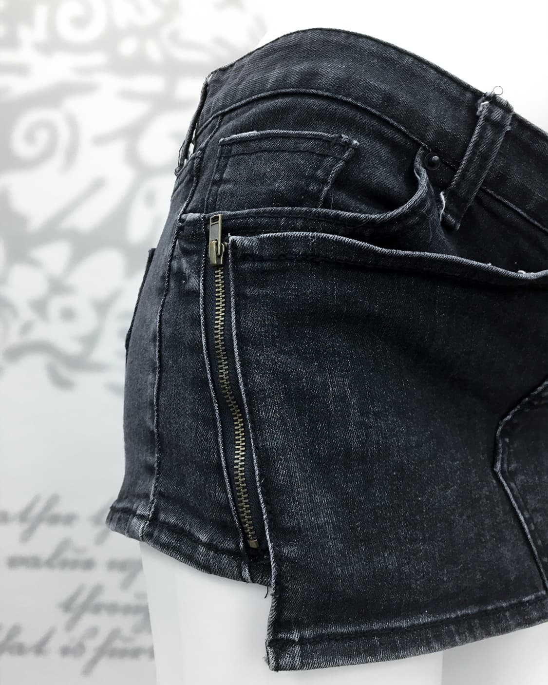 Y2K black denim zip point micro skirt 상품이미지2