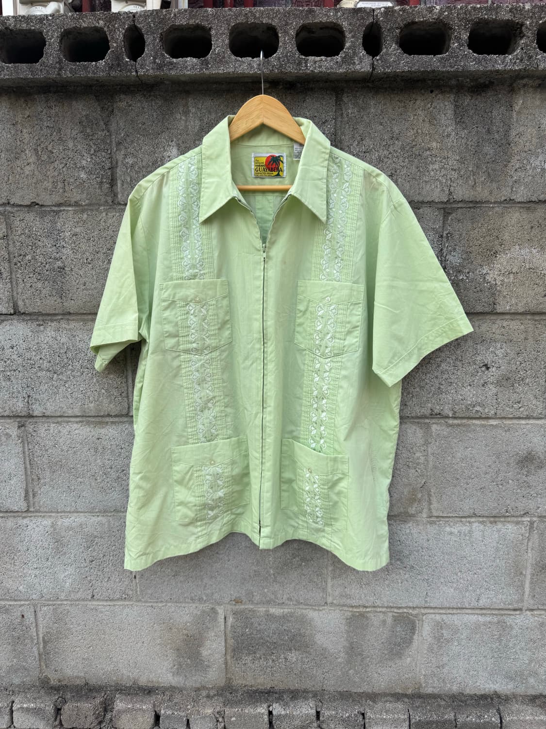 90s 빈티지 구아야베라 쿠바 셔츠 그린 지퍼 xl 상품이미지1