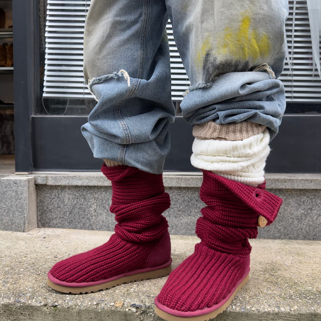 2000s Y2K 니트 카디 어그 부츠 상품이미지8