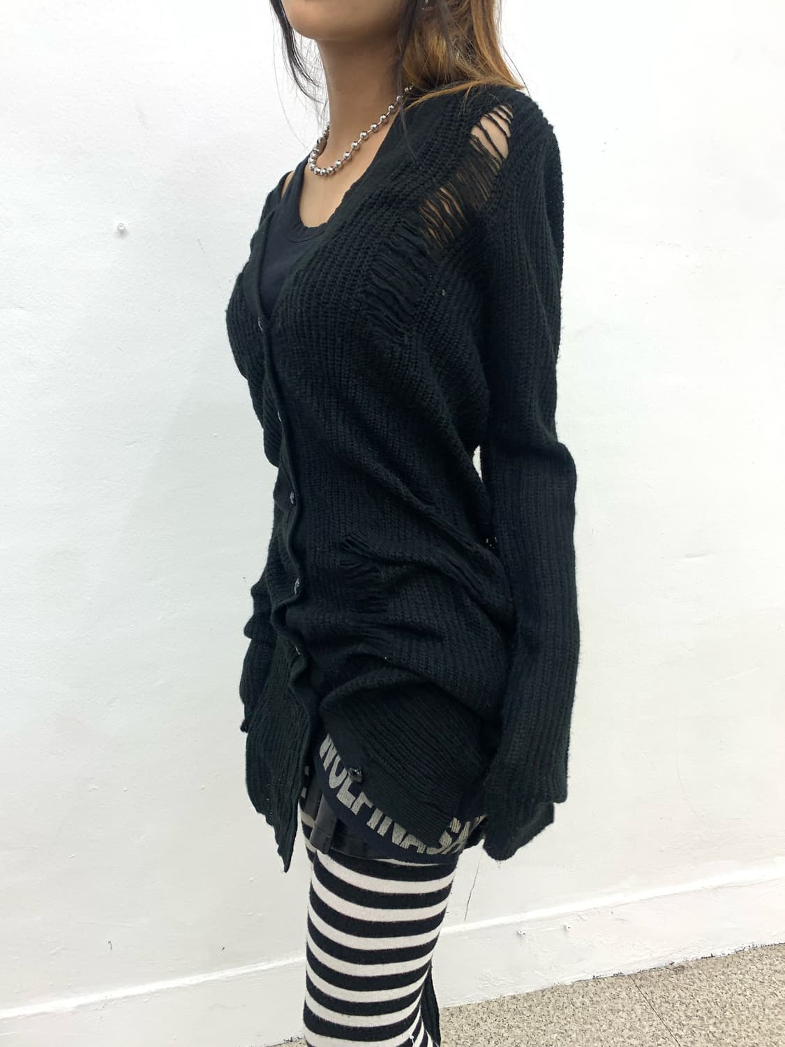 Dig deep distressed grunge long knit car 상품이미지2