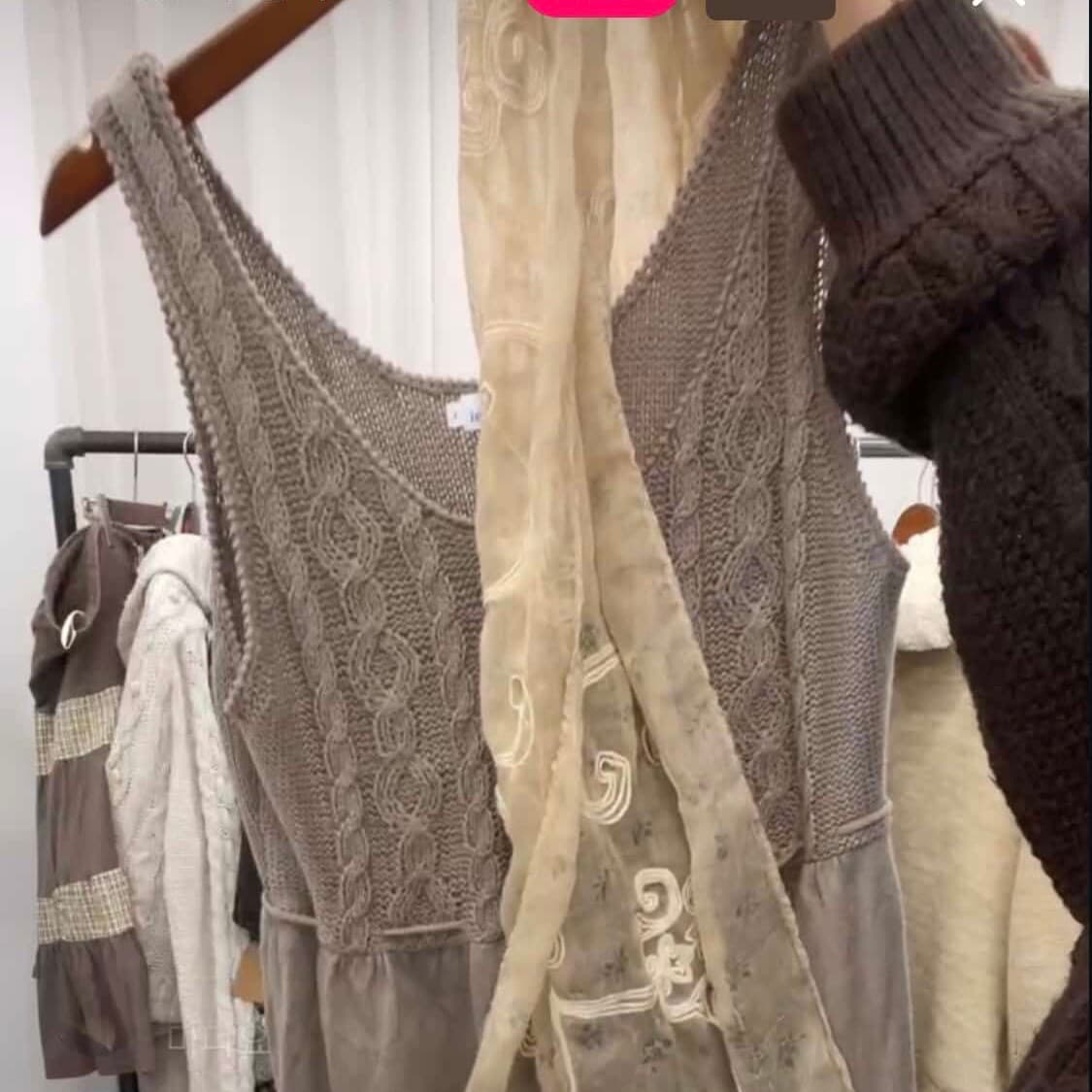 브라운 원피 머플러 후드 상품이미지1