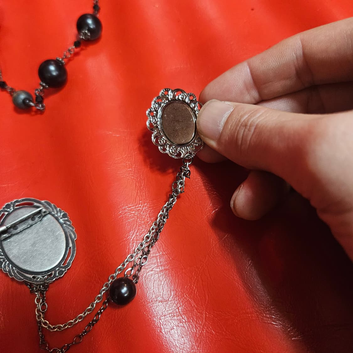 천연 흑 못난이 진주 롱 레이어드 네크리스 + 브로치  상품이미지9