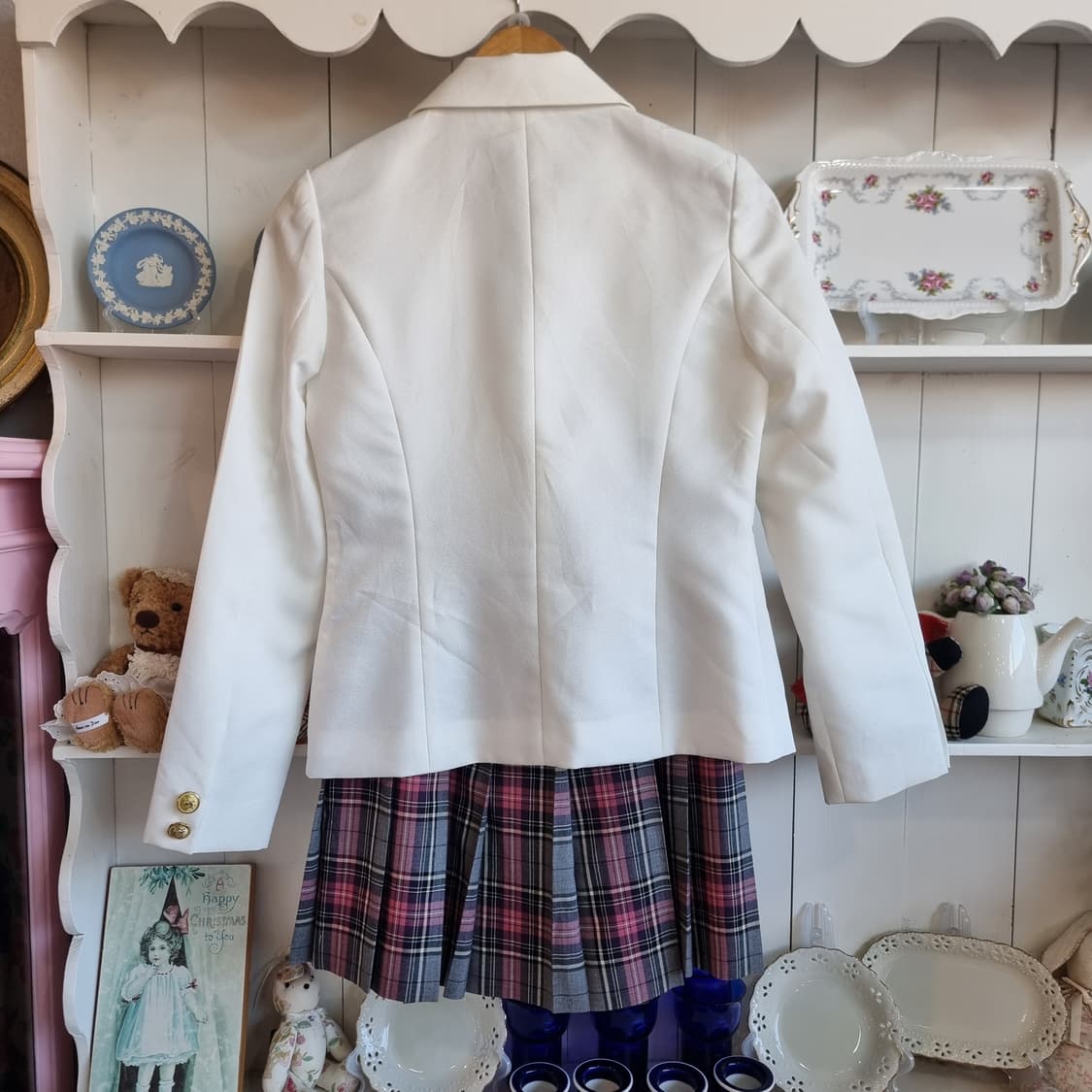 캐서린코티지 흰색 자켓 + 체크 스커트 상품이미지5