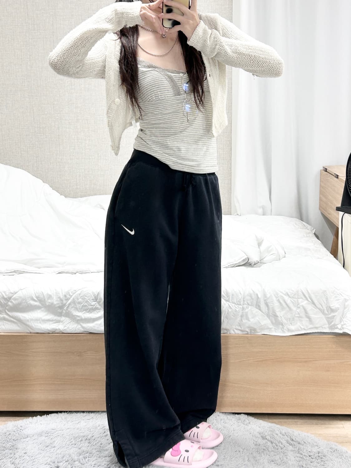 나이키 스우시 블랙 와이드팬츠 상품이미지2