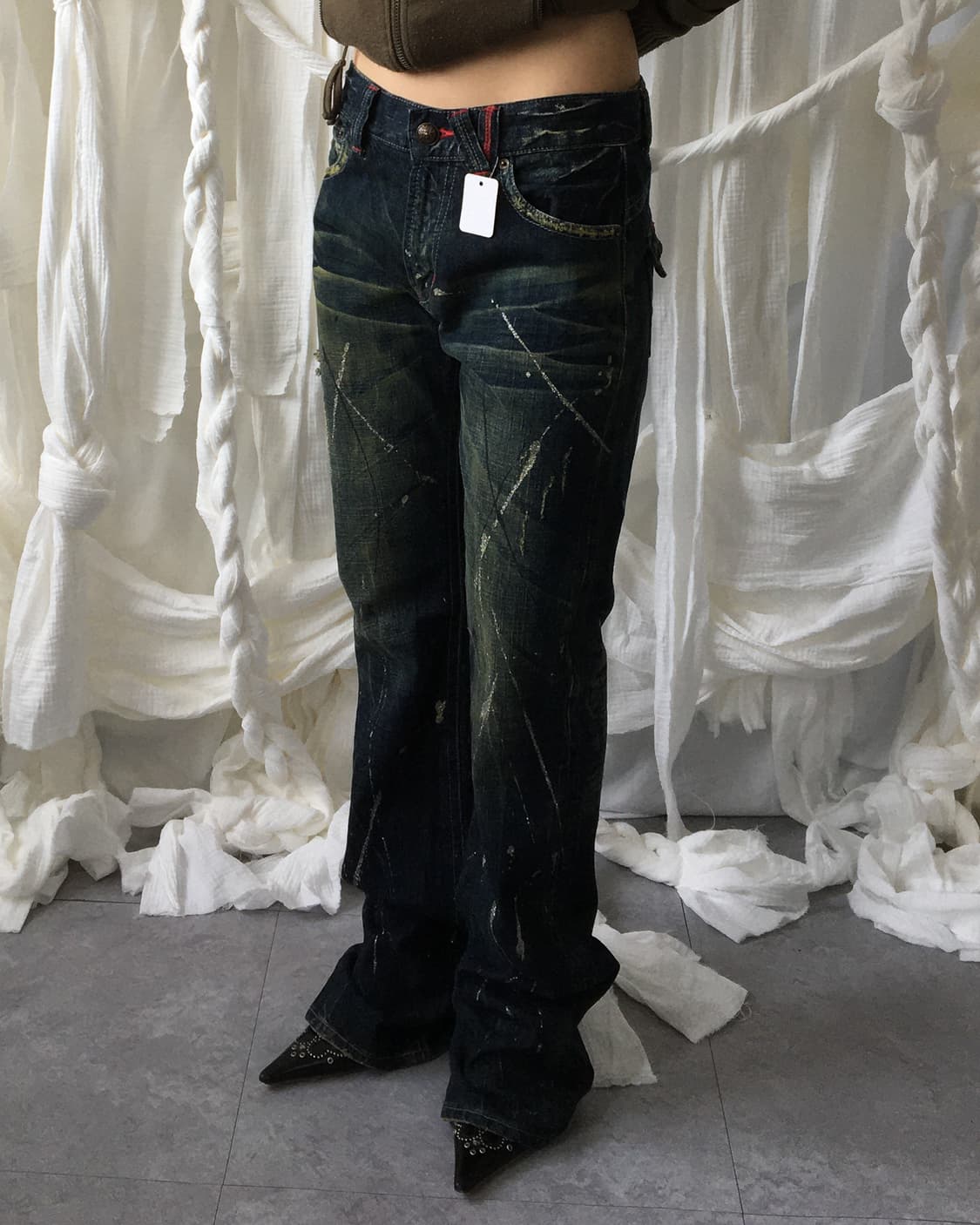Painted washing denim pants 상품이미지1