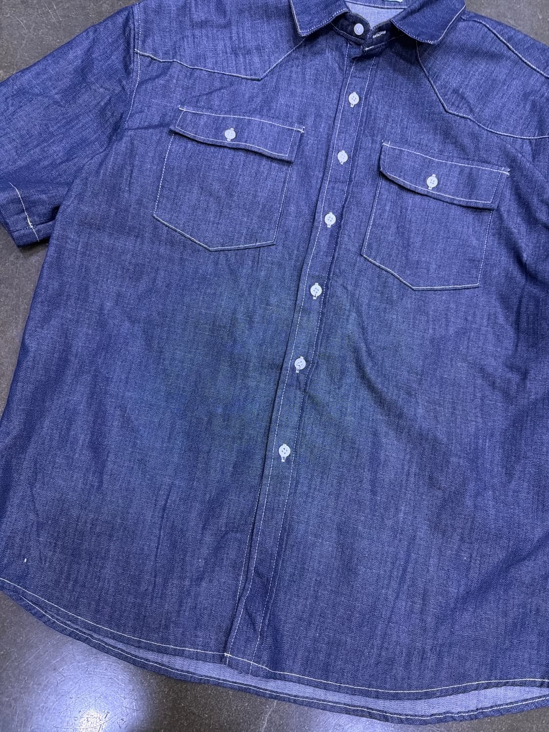 wayne 웨스턴 논페이드 반팔 데님셔츠 F 상품이미지5