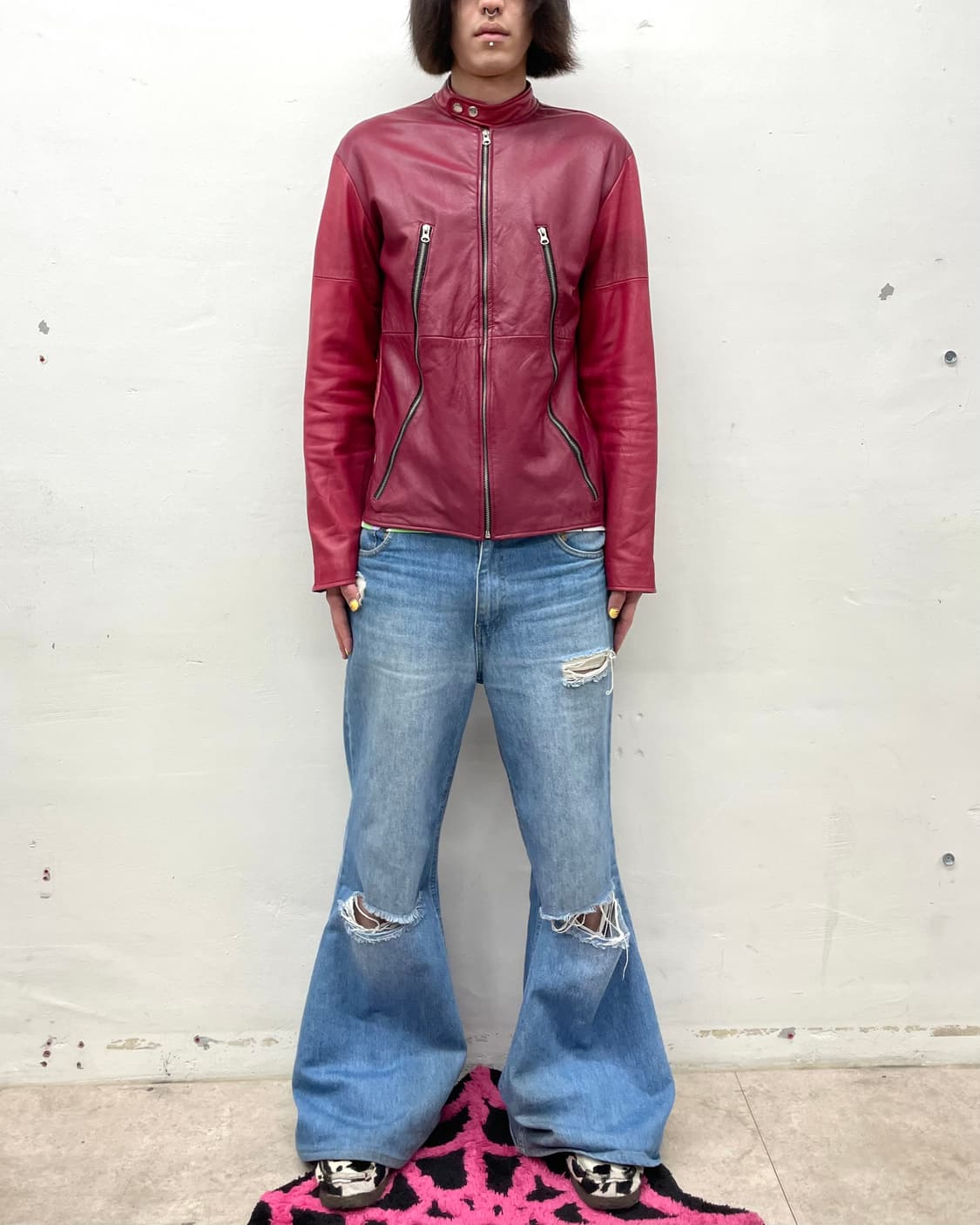 2 Closer Red Retro Biker Jacket  상품이미지5