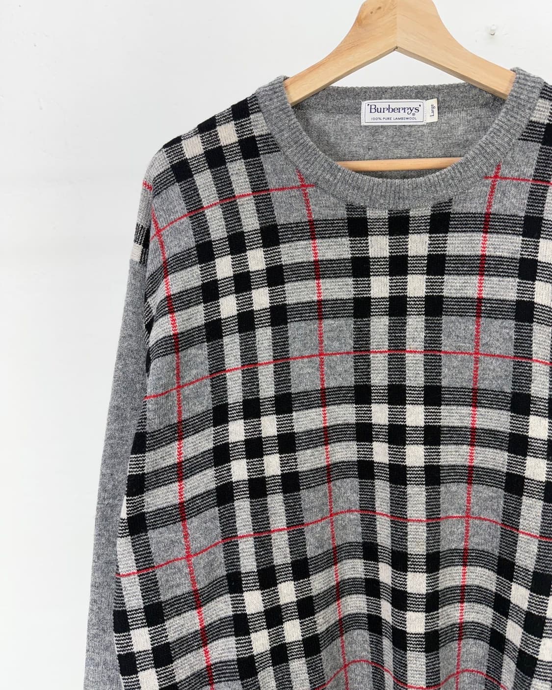 버버리 그레이 노바체크 램스울 라운드 니트 스웨터 상품이미지2