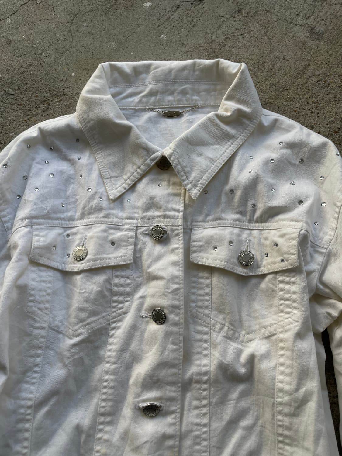 Beads white denim jacket 상품이미지1