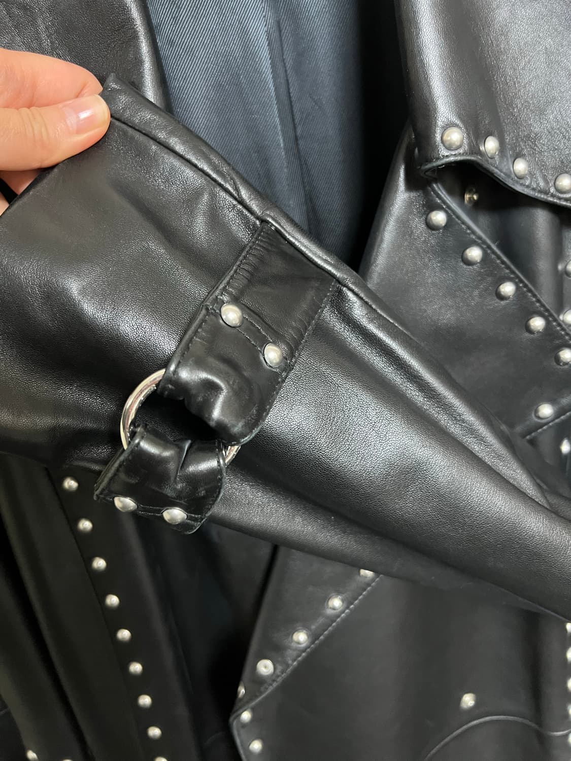 Helmut Lang 헬무트랭 스터드 가죽 트렌치 코트 M 상품이미지7