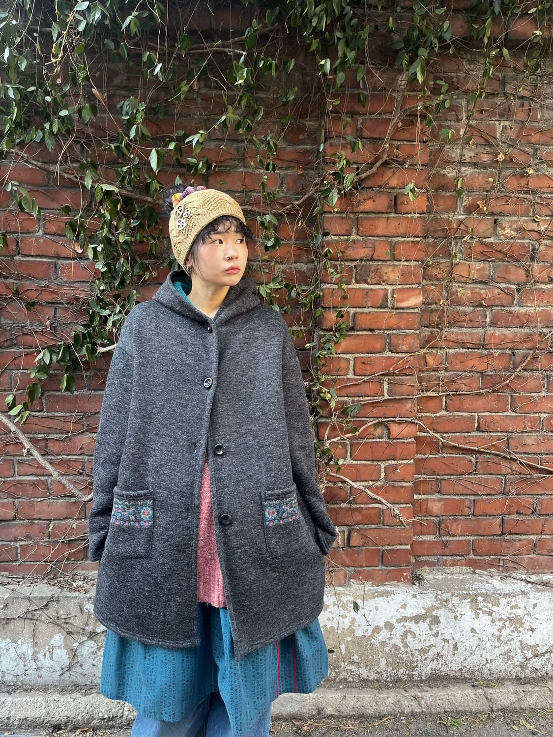 티티카카 차콜 그레이 후드 코트 상품이미지1