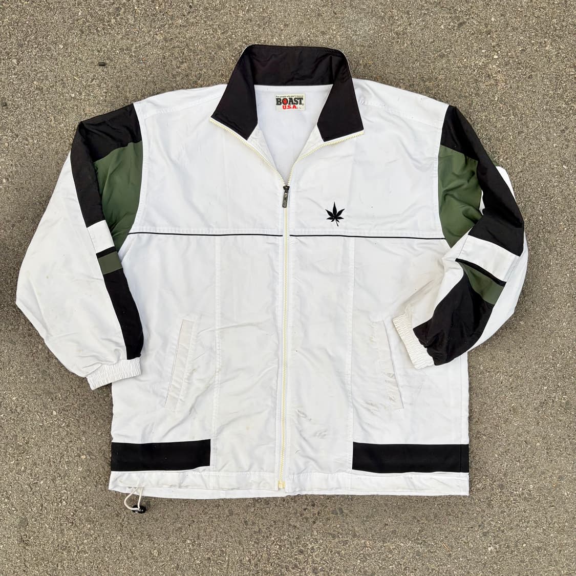 90s USA VTG 마리화나 자수 올드스쿨 오버핏 바람막이 L 상품이미지3