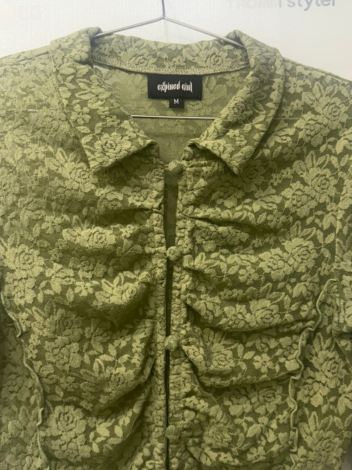 expired girl chloe lace blouse olive M 상품이미지2