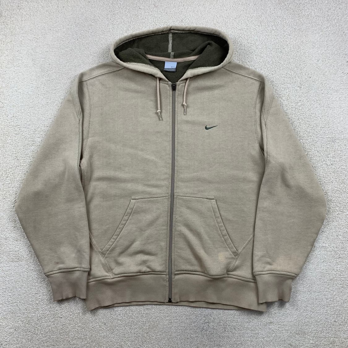 00‘s 나이키 재팬 스우시로고 카키 후드집업 상품이미지1