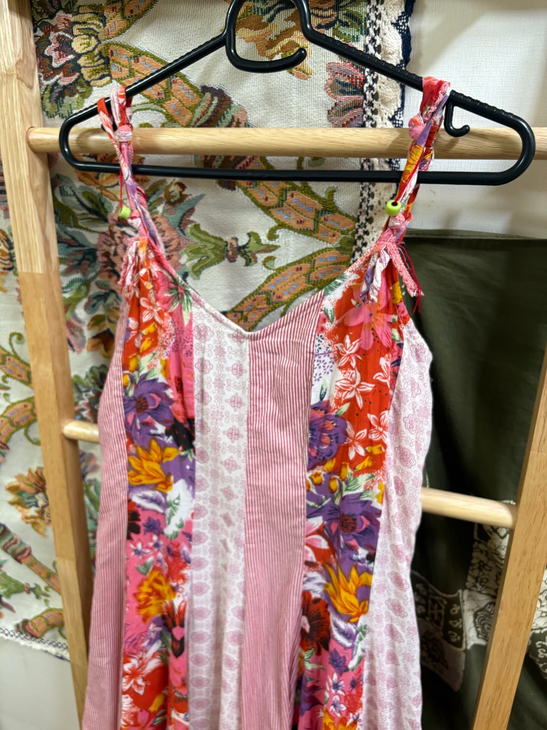 히피 모리 하구미 패치 디테일 끈 원피스 상품이미지2