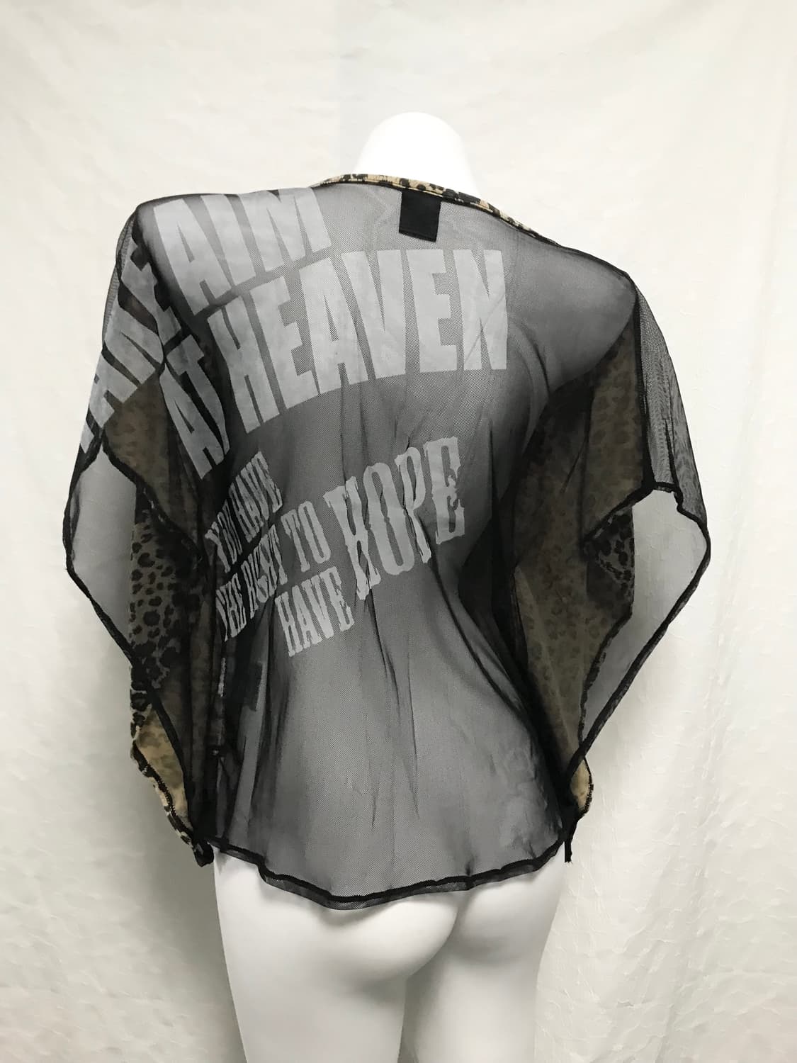 빈티지 갸루 펑크 해골 레오파드 가오리핏 시스루 슬리브리스 탑 상품이미지4