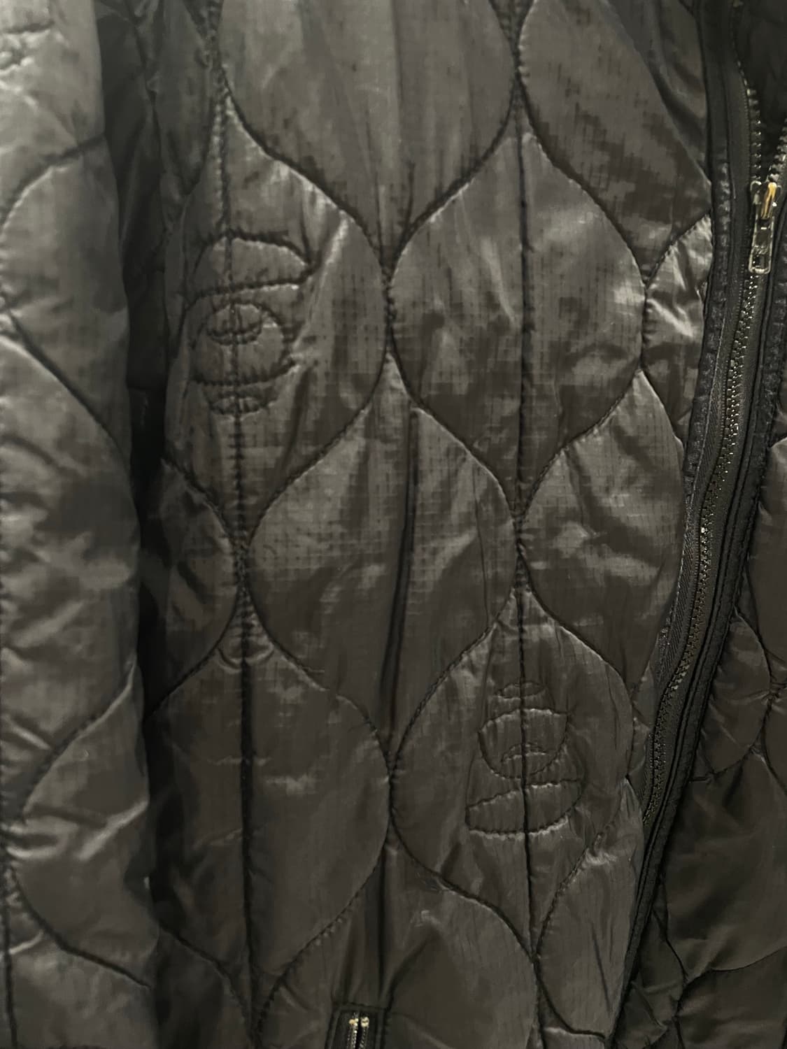 BAPE 베이프 사루 자수 퀼팅 경량 패딩 자켓 블랙 상품이미지4