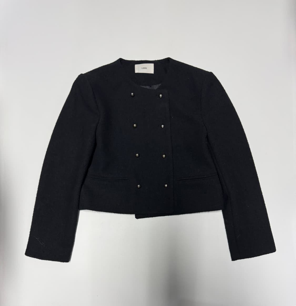 여성 리브레 LIBRE 미니멀 더블 크롭 자켓 S 블랙 상품이미지1