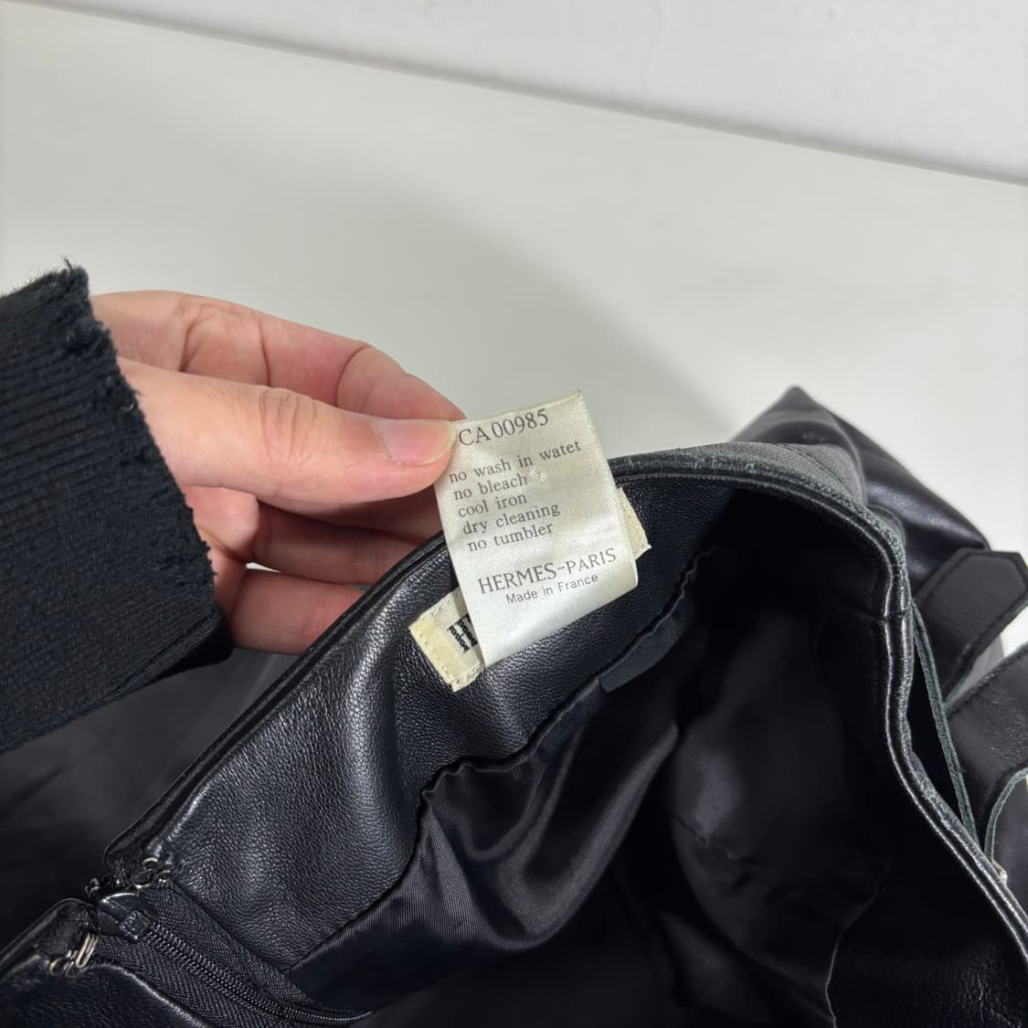 34 에르메스 블랙 벨트 앞트임 A라인 레더 스커트 상품이미지8