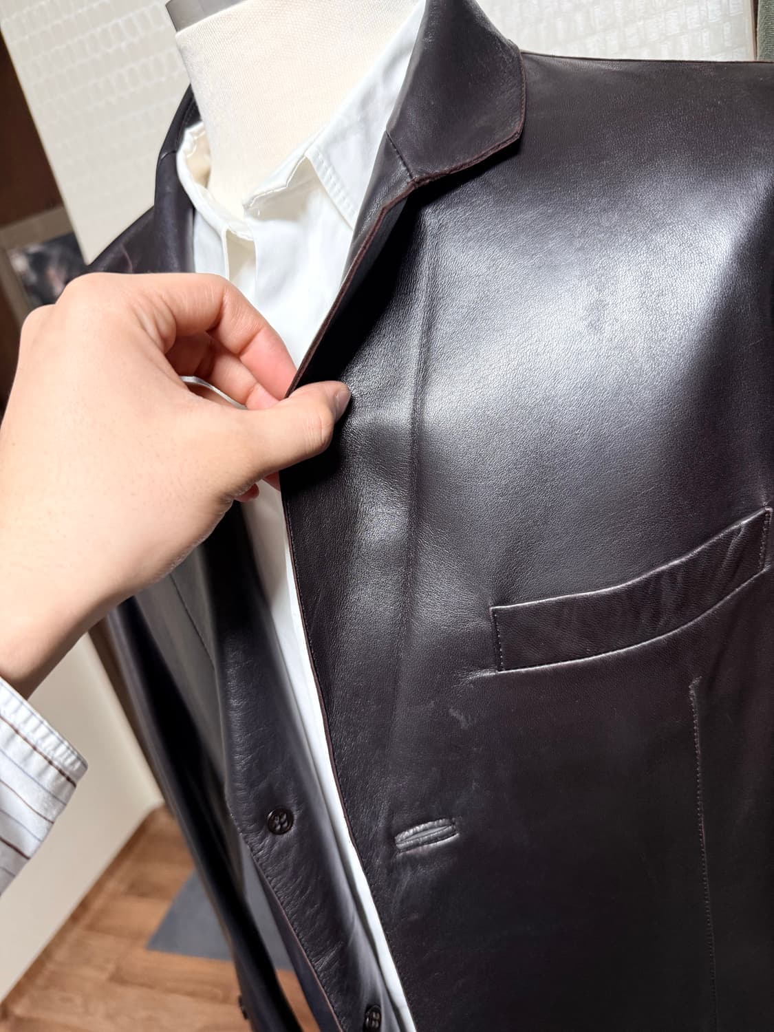 아르마니 꼴레지오니 레더 자켓 상품이미지10