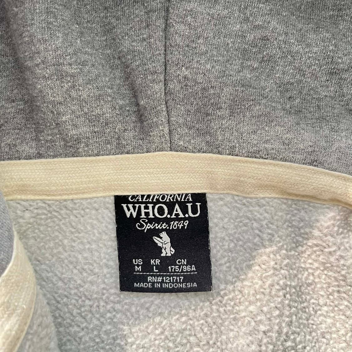 후아유 y2k 그레이 러블리힙 스웻 후드집업 희귀져지(L) 상품이미지4