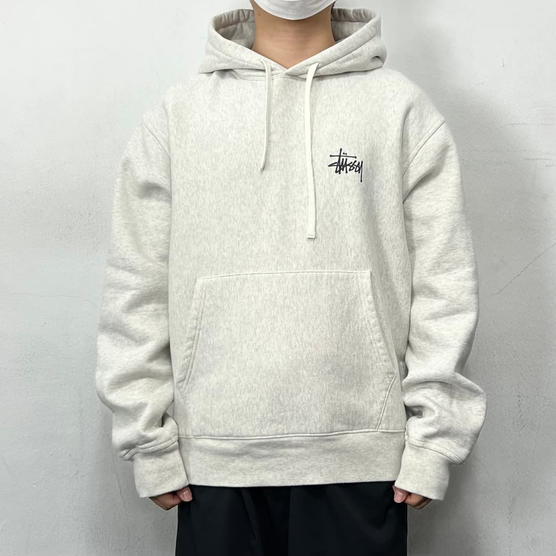 스투시 베이직 스탁로고 후드티 애쉬 헤더 그레이  상품이미지3