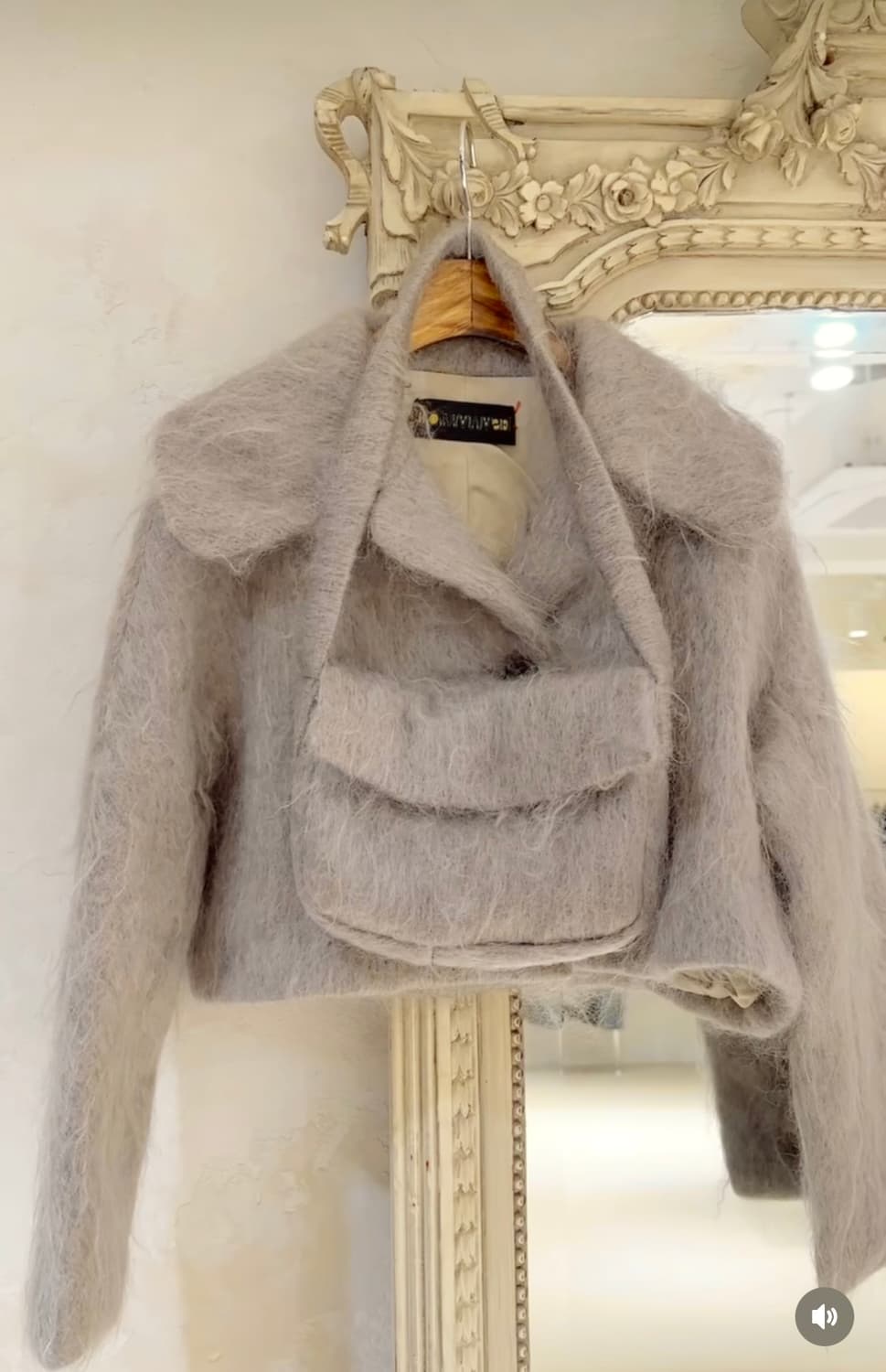 오브하트빈티지 양털모헤어 케이프카라 빈티지 크롭 자켓 + 가방set 상품이미지1