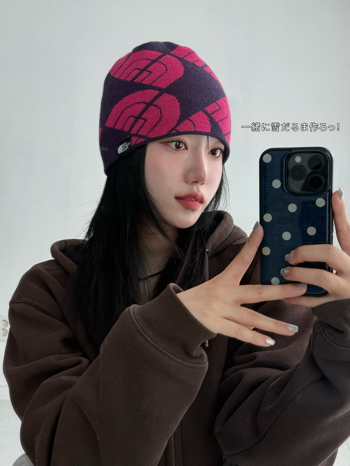 노스페이스 핑크보라 비니 상품이미지1