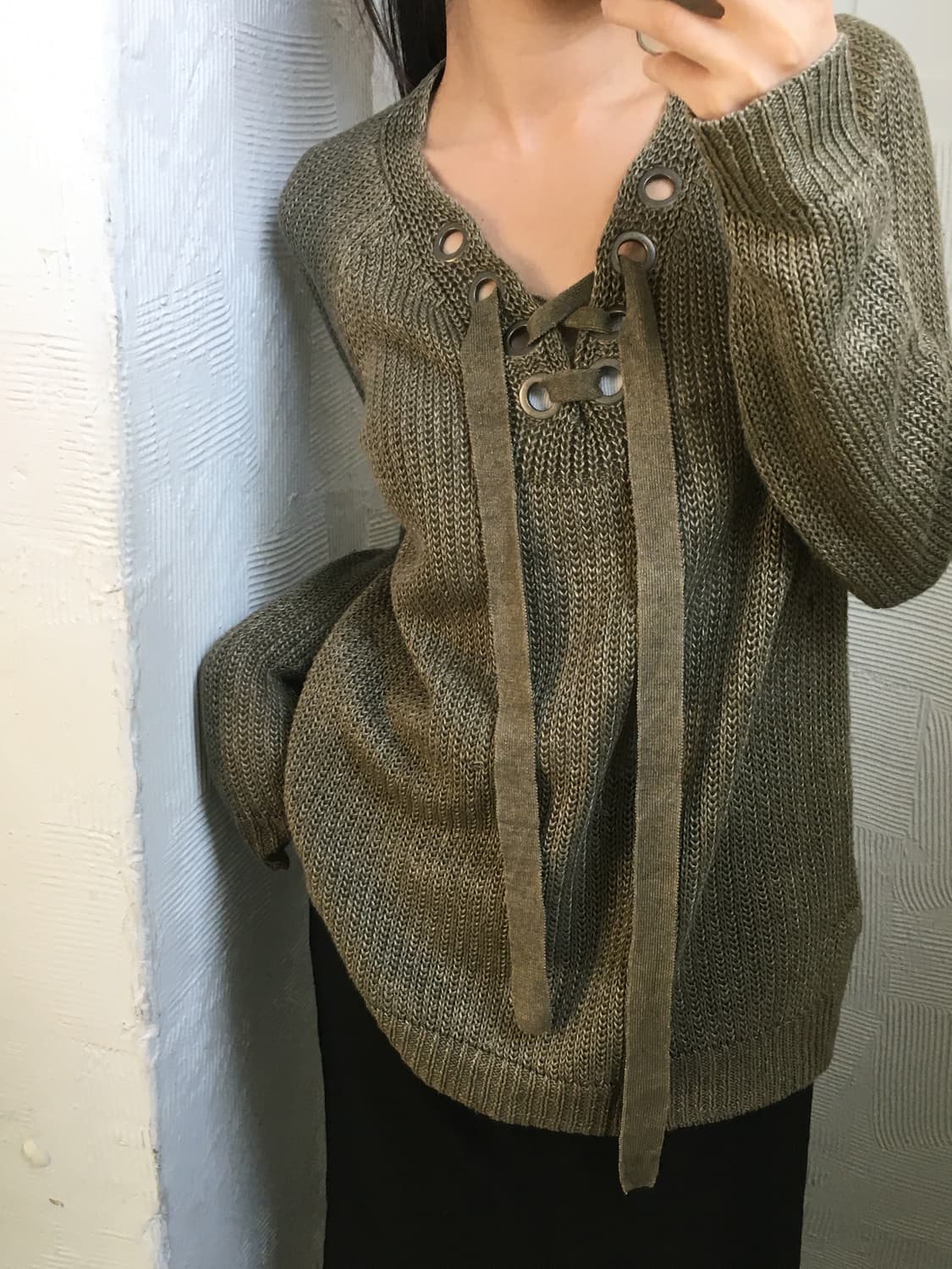 Polo 폴로 랄프로렌 카키 컬러 아일렛 린넨 니트 상품이미지2