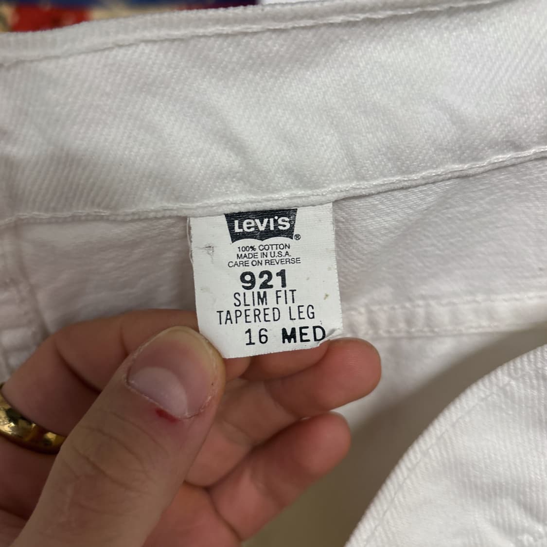 90s 리바이스 오렌지탭 화이트 데님팬츠 미국생산 슬림 테이퍼드 N726 상품이미지9