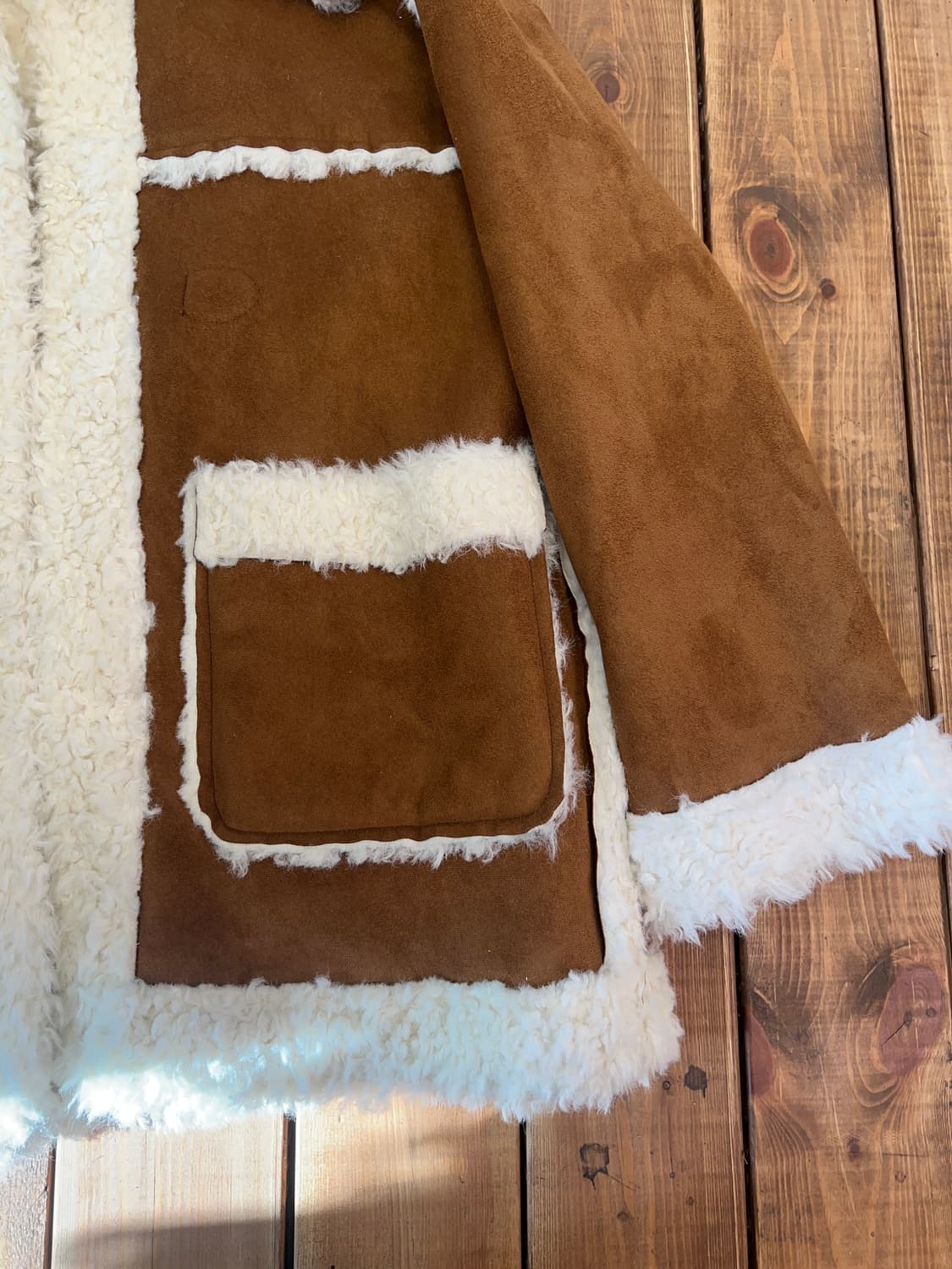 카멜 뽀글이 리버시블 미디 무스탕 상품이미지8