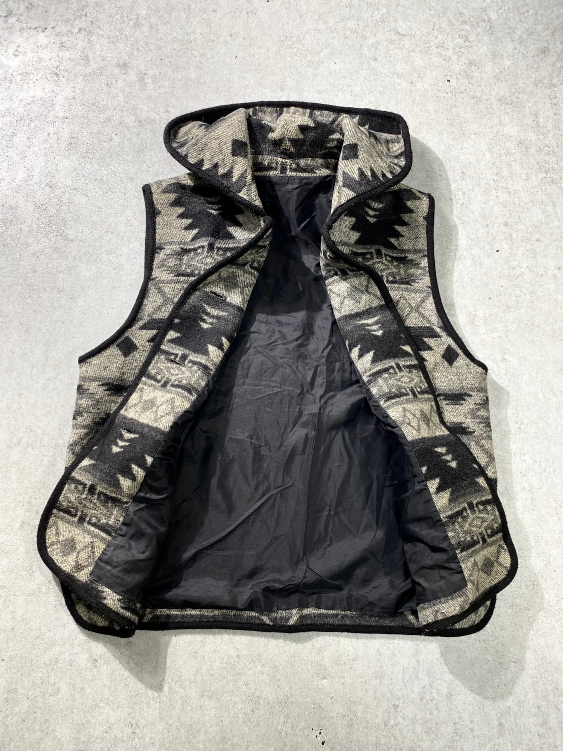 [L-XL] Vintage 빈티지 에스닉 나바호 패턴 울 후드 베스트 상품이미지5