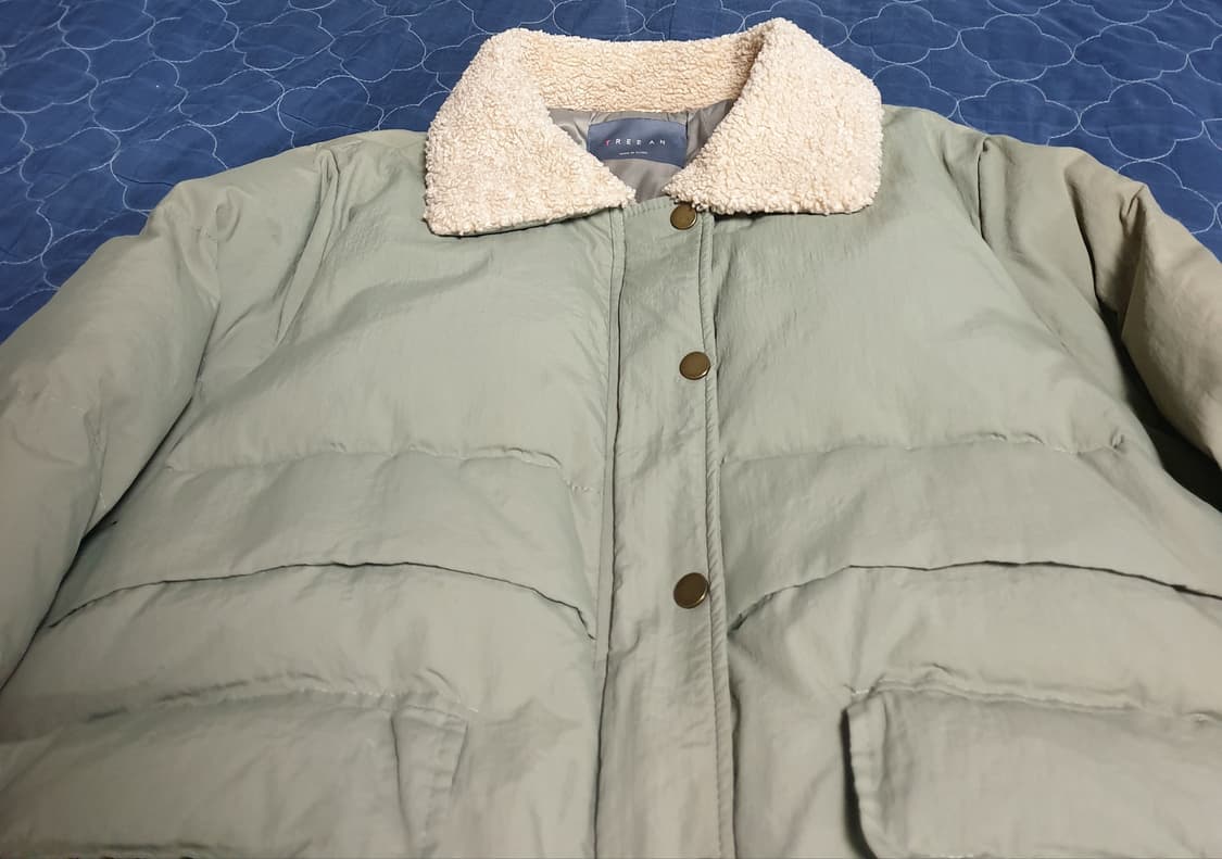 TREEAN 양털 카라 패딩자켓 연카키 (L) 상품이미지2