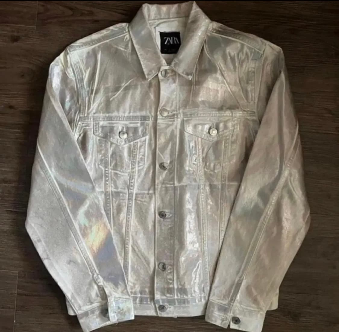 [ZARA] 자라 홀로그램 이펙터 웨스턴자켓 화이트 로즈핑크 상품이미지1