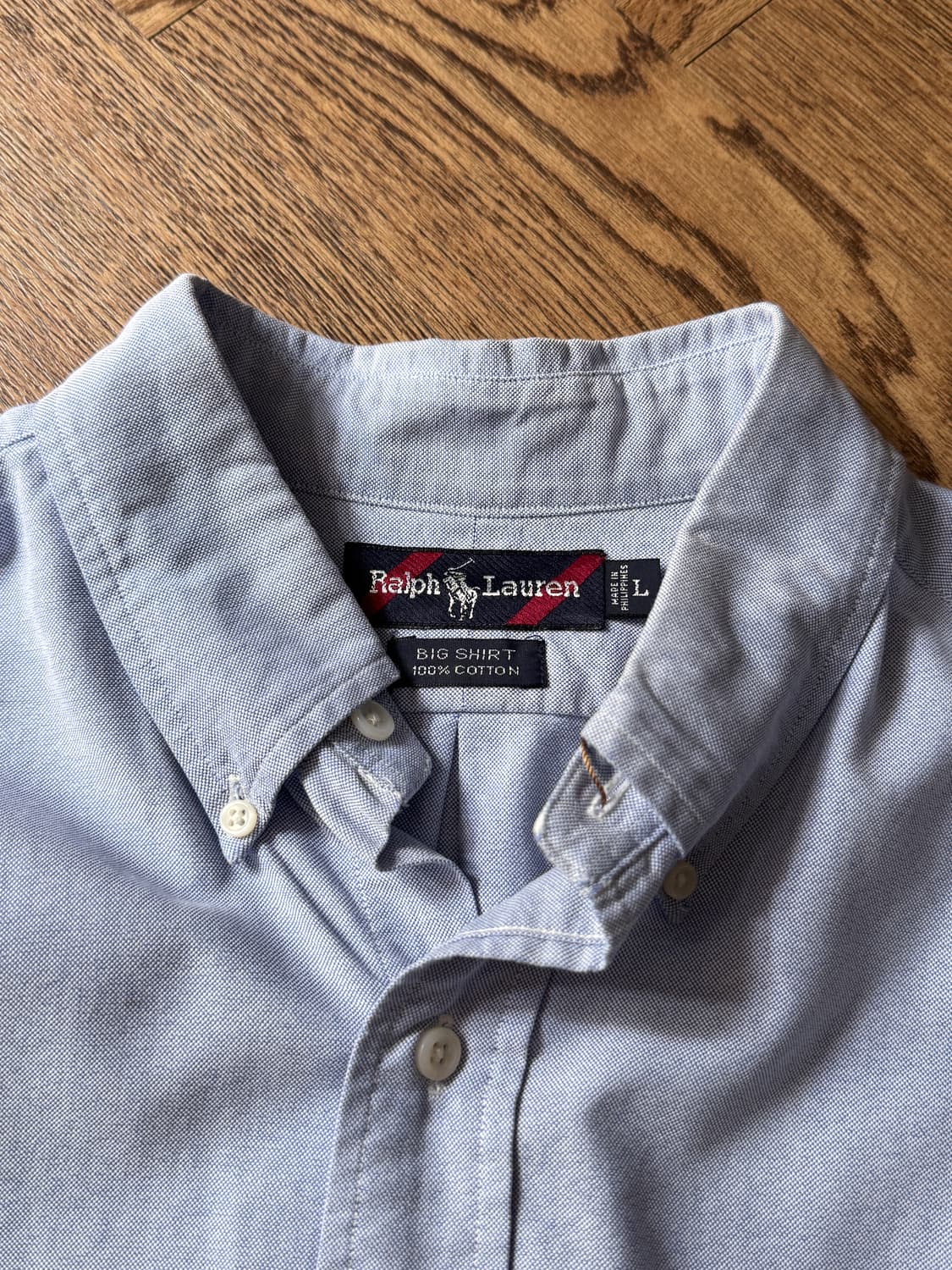 [L]90's 폴로 랄프로렌 BIG SHIRT 스카이블루 옥스포드 셔츠 상품이미지2