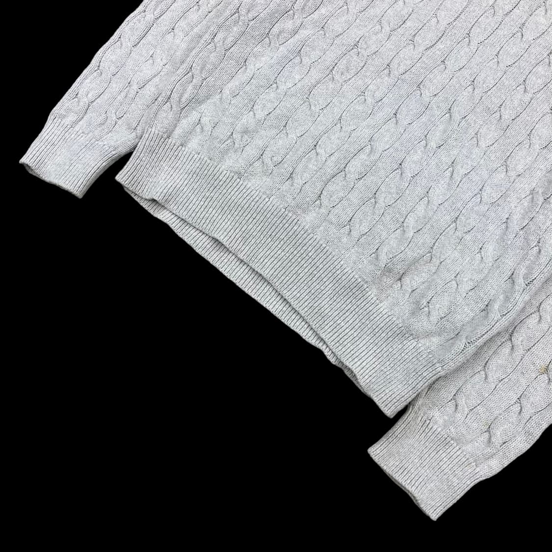 폴로랄프로렌 라이트 그레이 꽈배기 코튼 니트 반집업 상품이미지5