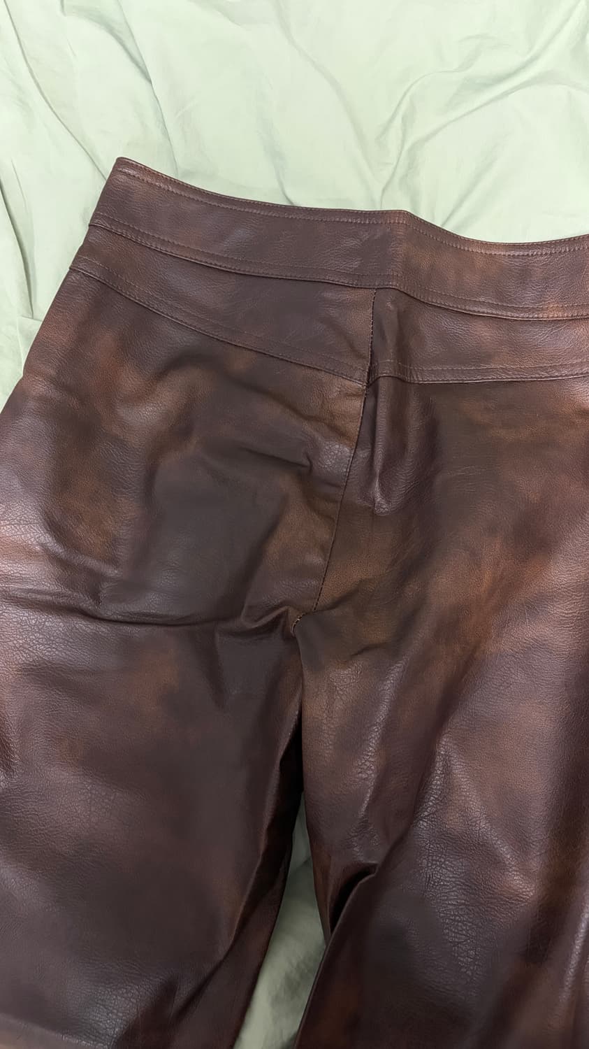 자라 페이크레더 브라운 기모바지 S 상품이미지3