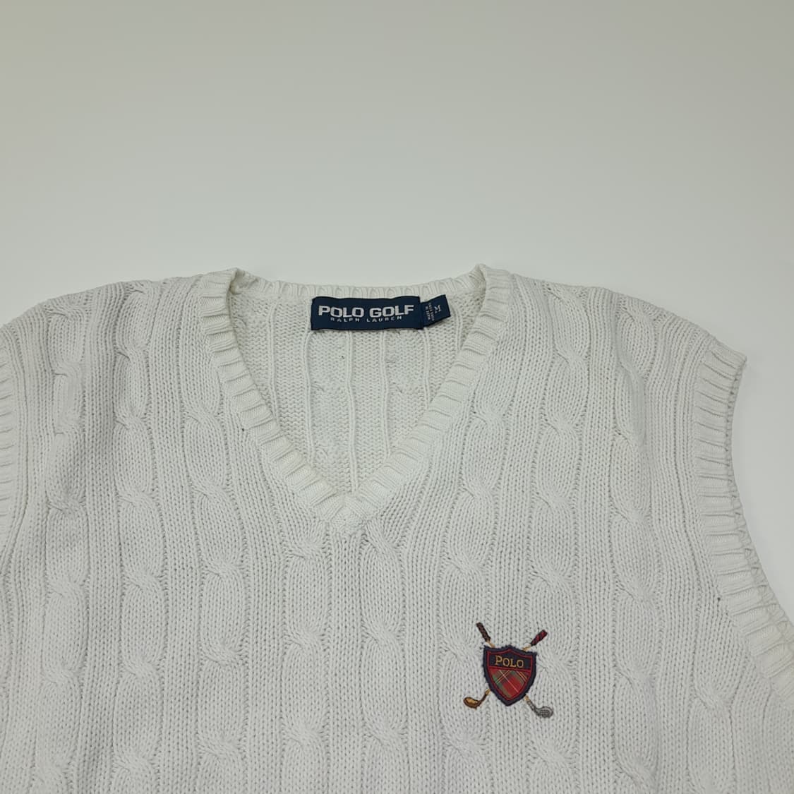 CL360 M 폴로 90s 홍콩판 화이트 케이블 니트 베스트 상품이미지2
