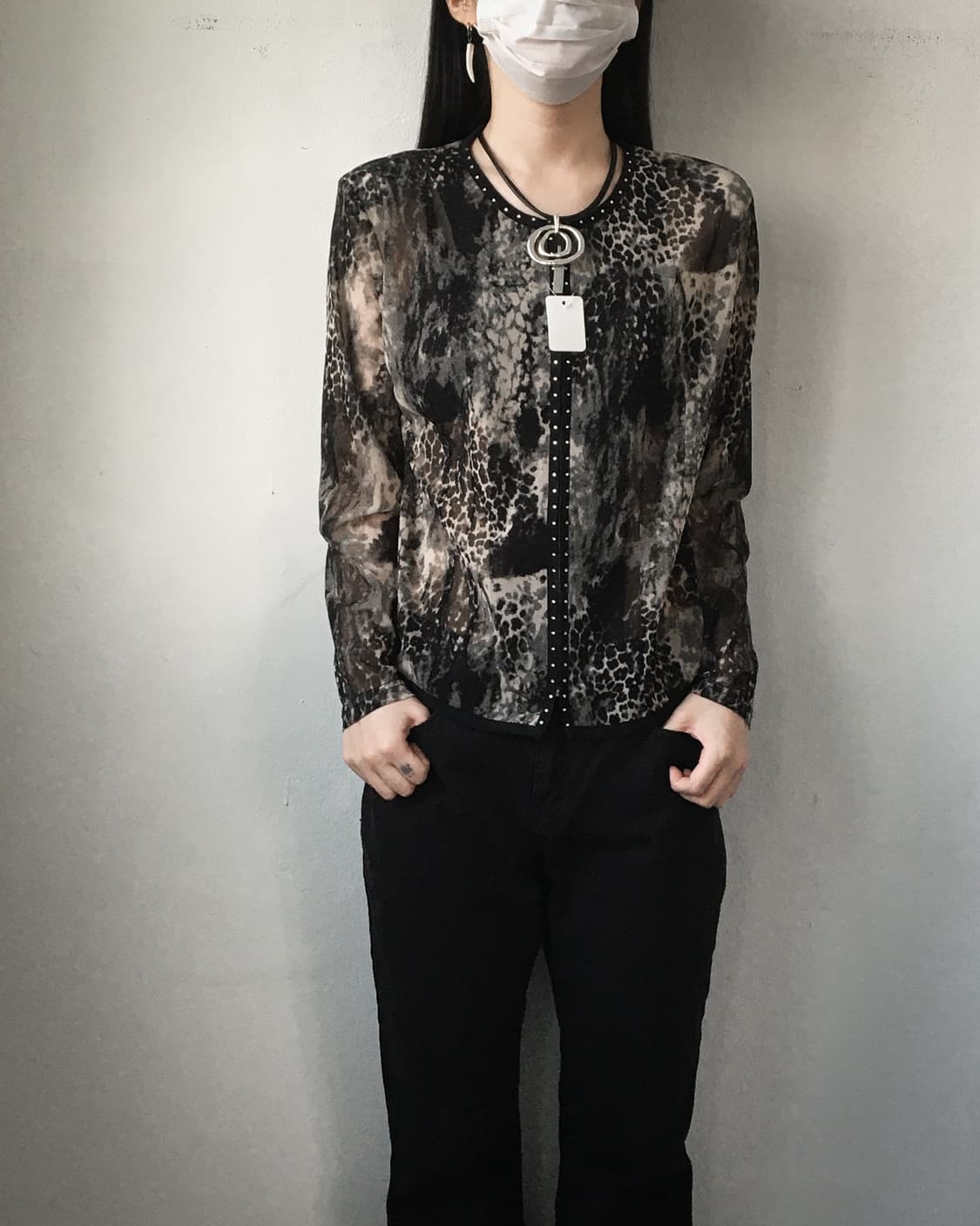 Pattern Mesh cardigan 상품이미지4