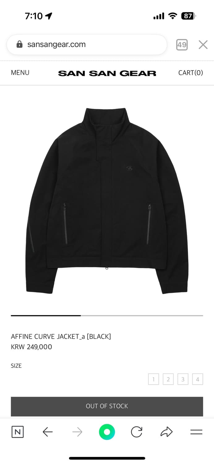 산산기어 어파인 커브 자켓 4사이즈 상품이미지1