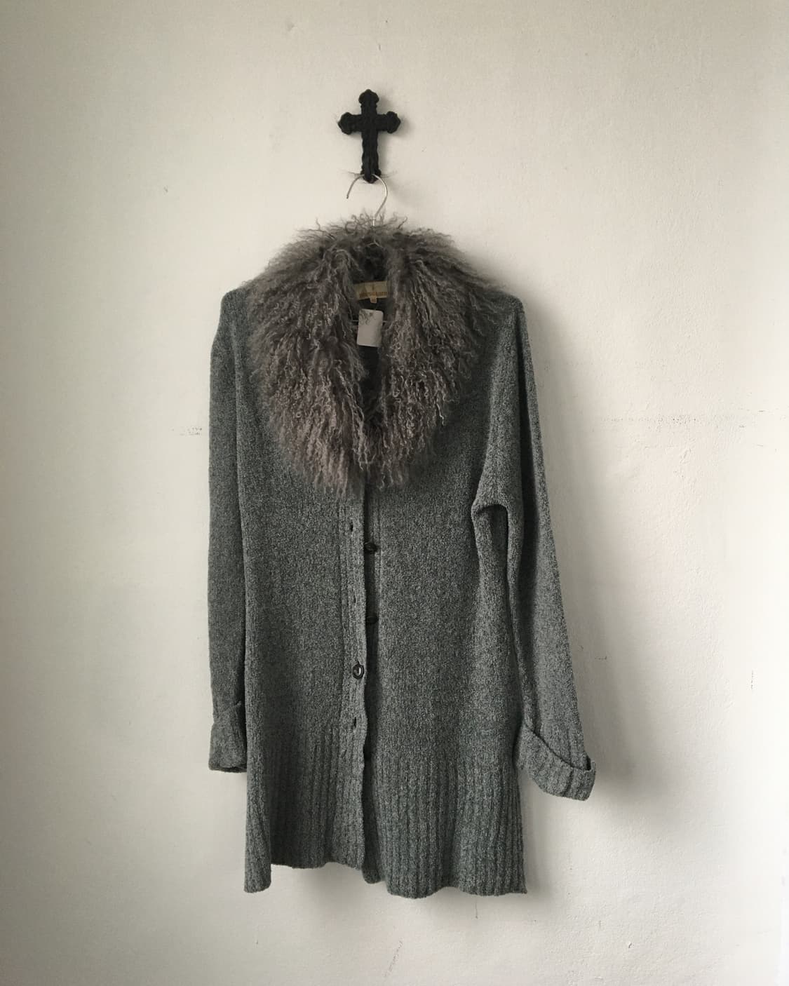 Tibet lamb fur collar knit cardigan 상품이미지2