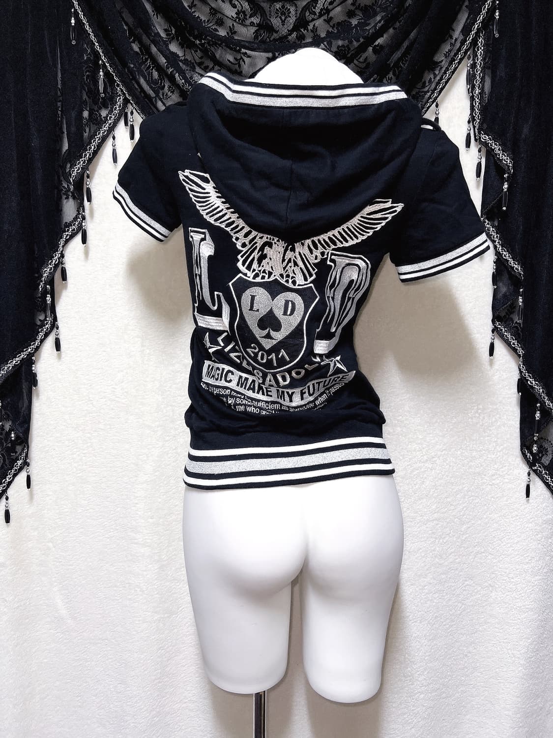 리즈리사돌 y2k 와투케 펑크 갸루 키치 반팔 후드집업 헤이세이 핀터 상품이미지1