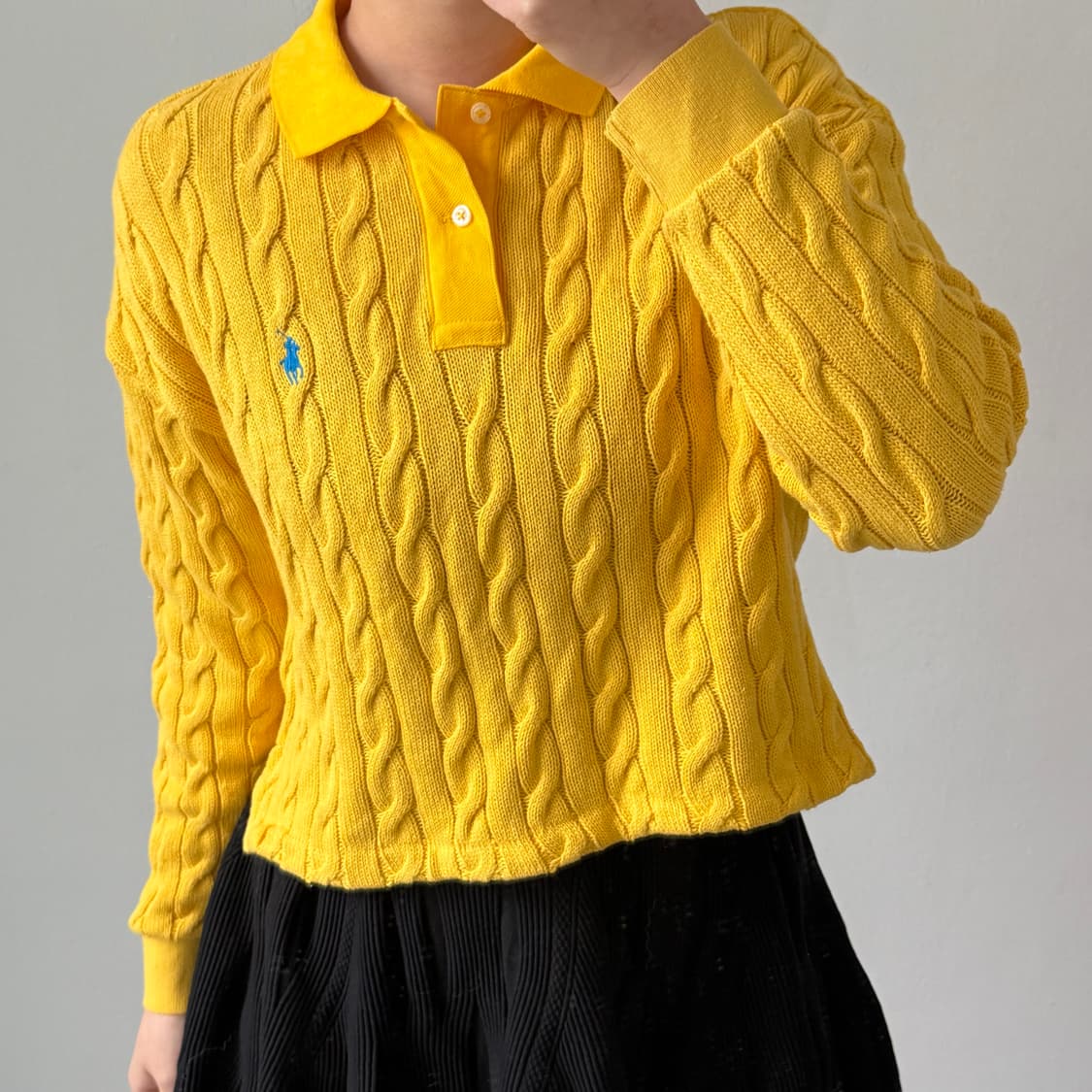 [S] 폴로 크롭 케이블 카라니트 상품이미지1