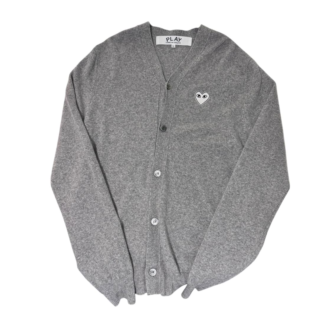 새상품급 꼼데가르송 화이트로고 그레이 가디건 상품이미지2