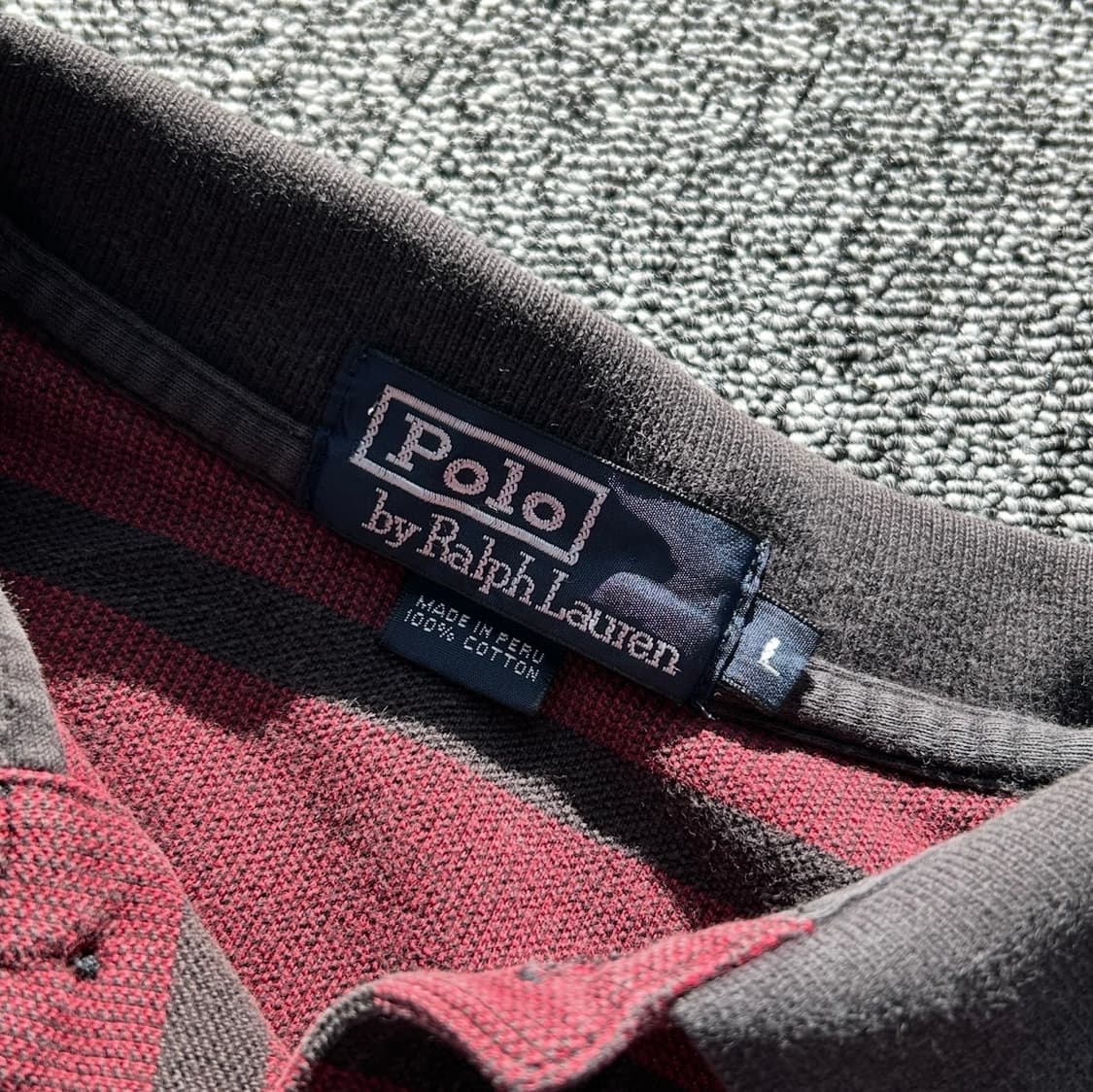 폴로 랄프로렌 버건디 스트라이프 럭비티 상품이미지9
