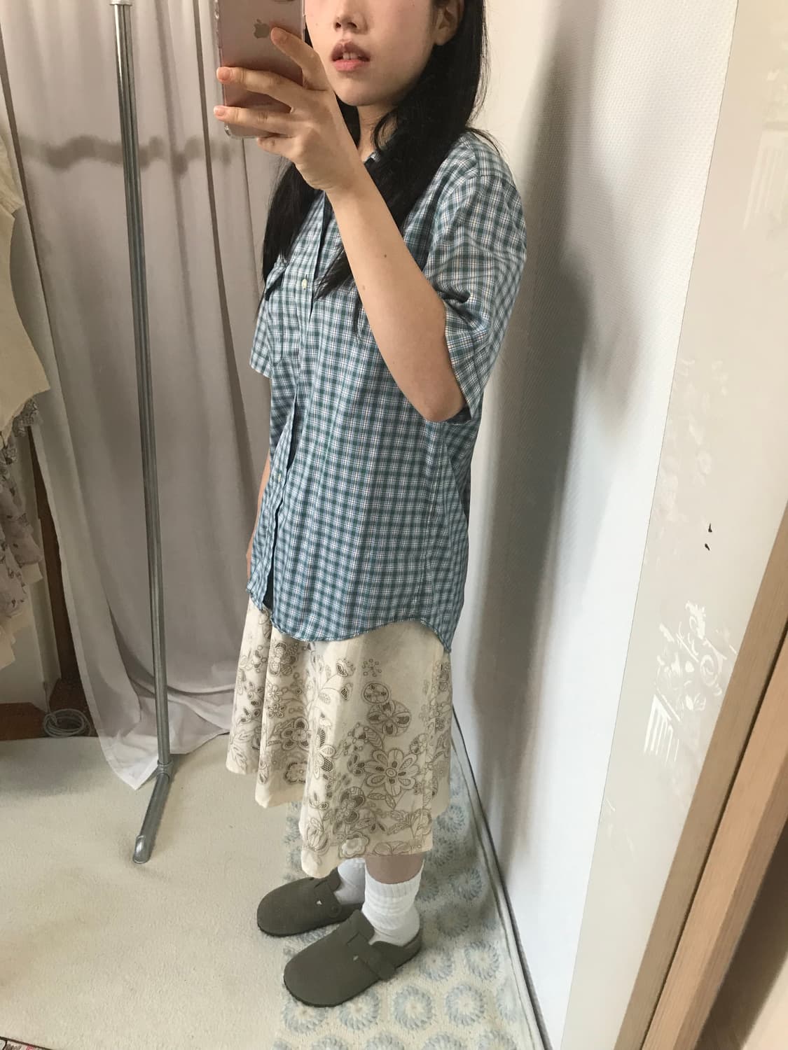 vintage over check short shirt 상품이미지6